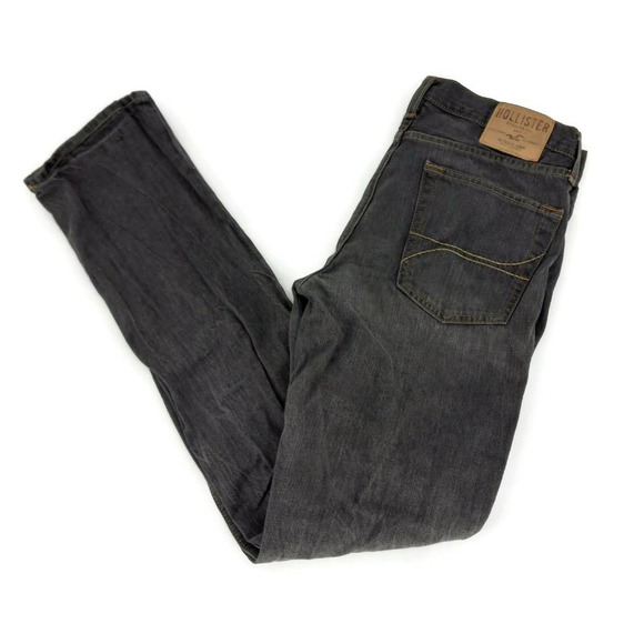 Hollister Other - Hollister Mens Slim Straight Jeans Black Dark Wash Pockets Denim 34 x 34